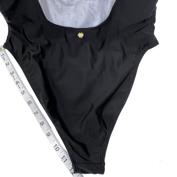 Juicy Couture Logo Black Label Deep Scoop Back High Cut One Piece Swimsuit Med - Picture 9 of 13